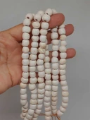 Beyaz Renk Sırlı Seramik Boncuk Dizi 8-9mm/29cm (54288) thumbnail 2