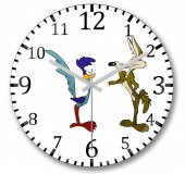 Road Runner ve Coyote Duvar Saati Bombeli Gercek Cam - 1