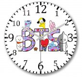 Bts BT21 Karakterleri Duvar Saati Bombeli Gercek Cam - 1