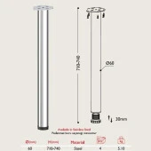 Gürçay Masa Ayağı - 60mm Krom 71cm 4 adet thumbnail 2