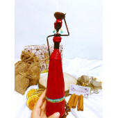 ModaYani Kırmızı Çizgili HandMade El Yapımı Afrikalı Kadın Biblo Geri Dönüşüm Bereket Bebekleri - 5
