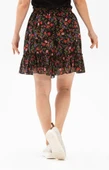 Buse Vual Kısa Yazlık Etek Tomurcuk Desen Siyah 6162 2XL-3XL Siyah - 3