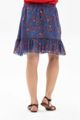 Buse Vual Kısa Yazlık Etek Tomurcuk Desen Saks Kareli 6171 2XL-3XL Saks - 2