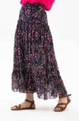 Buse Vual Uzun Yazlık Etek Tomurcuk Desen Koyu Mor 6169 2XL-3XL Koyu Mor - 4