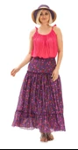 Buse Vual Uzun Yazlık Etek Tomurcuk Desen Mor 6163 2XL-3XL Mor - 5