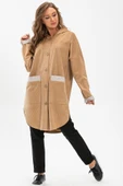 Eylül Fitilli Kadife Ceket Camel Cml 2XL-3XL Camel - 1