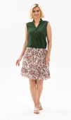 Buse Vual Kısa Yazlık Etek Tomurcuk Desen Beyaz 6165 2XL-3XL Beyaz - 2
