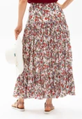 Buse Vual Uzun Yazlık Etek Tomurcuk Desen Beyaz 6165 2XL-3XL Beyaz - 3