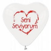 BALON 10LU ŞEFFAF KALP SENİ SEVİYORUM KIRMIZI BASKILI - 1