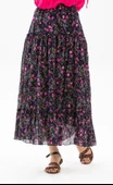 Buse Vual Uzun Yazlık Etek Tomurcuk Desen Koyu Mor 6169 2XL-3XL Koyu Mor - 1