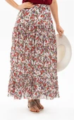 Buse Vual Uzun Yazlık Etek Tomurcuk Desen Beyaz 6165 2XL-3XL Beyaz - 1