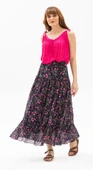 Buse Vual Uzun Yazlık Etek Tomurcuk Desen Koyu Mor 6169 2XL-3XL Koyu Mor - 2