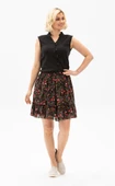 Buse Vual Kısa Yazlık Etek Tomurcuk Desen Siyah 6162 2XL-3XL Siyah - 2