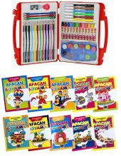 Fatih Boyama Çantası Pastel+Sulu+Kuru+Keçeli Kalem +10 Adet Boyama Kitabı - 1