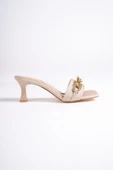 Ten Rengi İnce Topuklu Tek Bant Kadın Terlik - Melina - 4