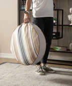 Şeritli Puf Minderi, Büyük Boy, Yer Minderi, Balkon ve Teras için Uygun, 60x60cm Puf - 5