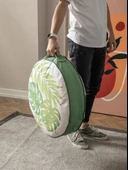 Yeşil Bitki ve Palmiye Desenli Puf Yer Minderi, 60x60 cm, Balkon ve Teras için Uygun - 5