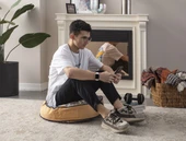 Dekoratif Yuvarlak Yer Minderi Puf Koltuk 60 x 60 cm Taşınabilir - 3