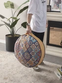 Dekoratif Yuvarlak Yer Minderi Puf Koltuk 60 x 60 cm Taşınabilir - 2