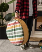 Çok Renkli Yuvarlak Puf Yer minderi, 60 x 60 cm - 1