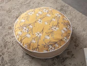 Turuncu Dekoratif Yuvarlak Yer Minderi Taşınabilir Puf 60 x 60 cm - 1