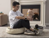 Dekoratif Portre Kadın Desenli Yuvarlak Yer Minderi Taşınabilir Puf 60 x 60 cm - 4