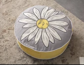 Büyük Papatya Desenli Taşınabilir Yer Minderi Dekoratif Puf 60 x 60 cm - 1