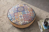 Dekoratif Yuvarlak Yer Minderi Puf Koltuk 60 x 60 cm Taşınabilir - 1