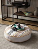 Şeritli Puf Minderi, Büyük Boy, Yer Minderi, Balkon ve Teras için Uygun, 60x60cm Puf - 1