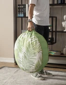 Yeşil Bitki ve Palmiye Desenli Puf Minderi, 60x60 cm, Balkon ve Teras için Uygun - 4