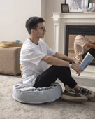 Taşınabilir, Yuvarlak Yer minderi, Puf 60x60 cm Balkon ve Teras İçin Uygun - 3