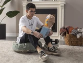 Yeşil Palmiye Desenli Dekoratif Yer Minderi Yuvarlak Puf Taşınabilir 60x60 cm - 4