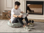 Taşınabilir Şerit Desenli Puf, Yer Minderi, 60x60cm Balkon ve Teras İçin Uygun - 4