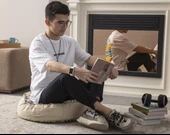 Dekoratif Ekoseli Yer Minderi Yuvarlak Taşınabilir Puf 60 x 60 cm - 3