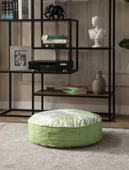 Yeşil Bitki ve Palmiye Desenli Puf Minderi, 60x60 cm, Balkon ve Teras için Uygun - 1