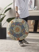 Yuvarlak Meditasyon ve Dekoratif Amaçlı Yer Minderi Taşınabilir Puf 60 x 60 cm - 2