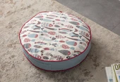Balık Desenli Dekoratif Taşınabilir Yer Minderi Puf 60x60cm - 1