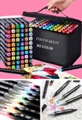 80 li Çift Tatraflı Marker Kalem Seti Standlı Resim Mimari Ve Grafik Tasarım Kalemi Yüksek Kalite - 2