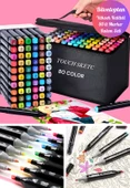 80 li Çift Tatraflı Marker Kalem Seti Standlı Resim Mimari Ve Grafik Tasarım Kalemi Yüksek Kalite - 1