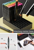 80 li Çift Tatraflı Marker Kalem Seti Standlı Resim Mimari Ve Grafik Tasarım Kalemi Yüksek Kalite - 4