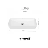 CREAVİT UL080 Ultra Tezgah Üstü Lavabo Beyaz 80 cm - 3