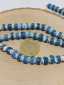 Mavi Renk Sırlı Seramik Boncuk Dizi 8-9mm/30cm (54306) thumbnail 3