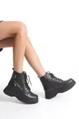Kadın Kalın Taban Fermuar Detaylı Günlük Bot Bağcıklı ve Fermuarlı Kışlık Bot thumbnail 5