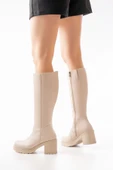 Bej Fermuarlı Günlük Kadın Çizme thumbnail 1
