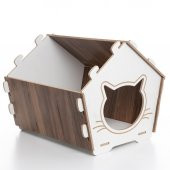 Ahşap Kedi evi Ve Ahşap  mama kabı seti - 4