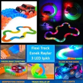 SATRANÇ Hediyeli- Magic Track 384 Parça, 480cm Parkur,LEDli Arabalarıyla Esnek Raylı Yarış Pisti - 1