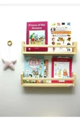 2'li Montessori Kitaplık 40 Cm Duvar Rafı Bebek Çocuk Odası Ahşap Kitaplık - 4