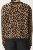 Kadın Şardonlu Leopar Desenli Kısa Sakallı Triko Hırka - 7