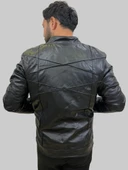 Erkek Motorcu Siyah Deri Mont&Ceket - 11