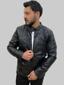 Erkek Motorcu Siyah Deri Mont&Ceket - 8